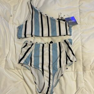 Misguided high waist one shoulder bikini